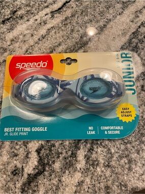 Speedo Jr. Glide Print Goggles in Teal and Light Blue